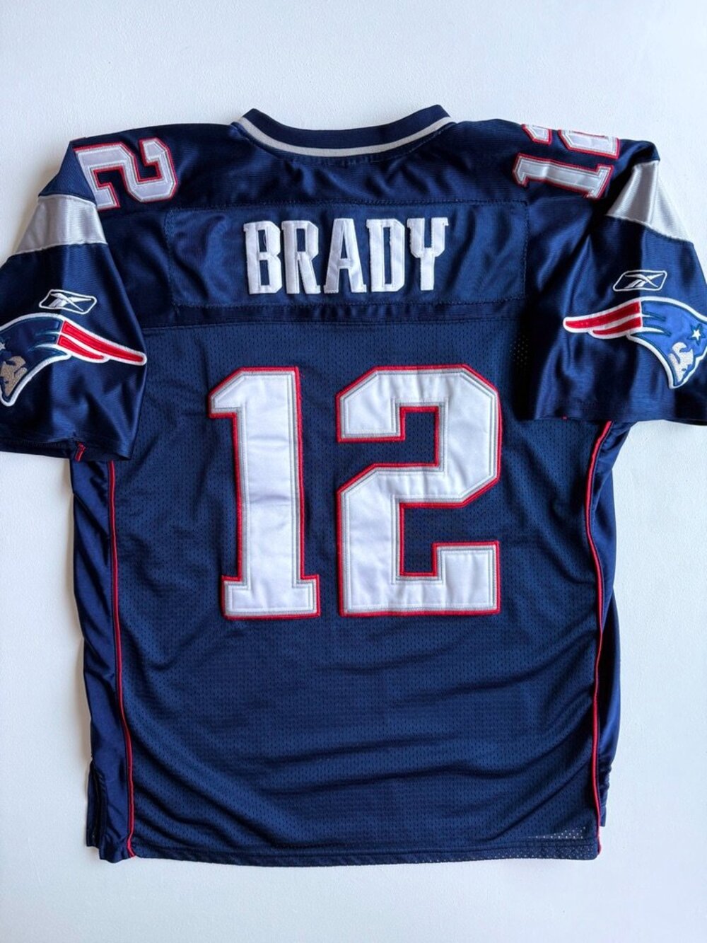 Reebok Tom Brady Patriots Authentic Jersey Navy Polyester Size XL (54)
